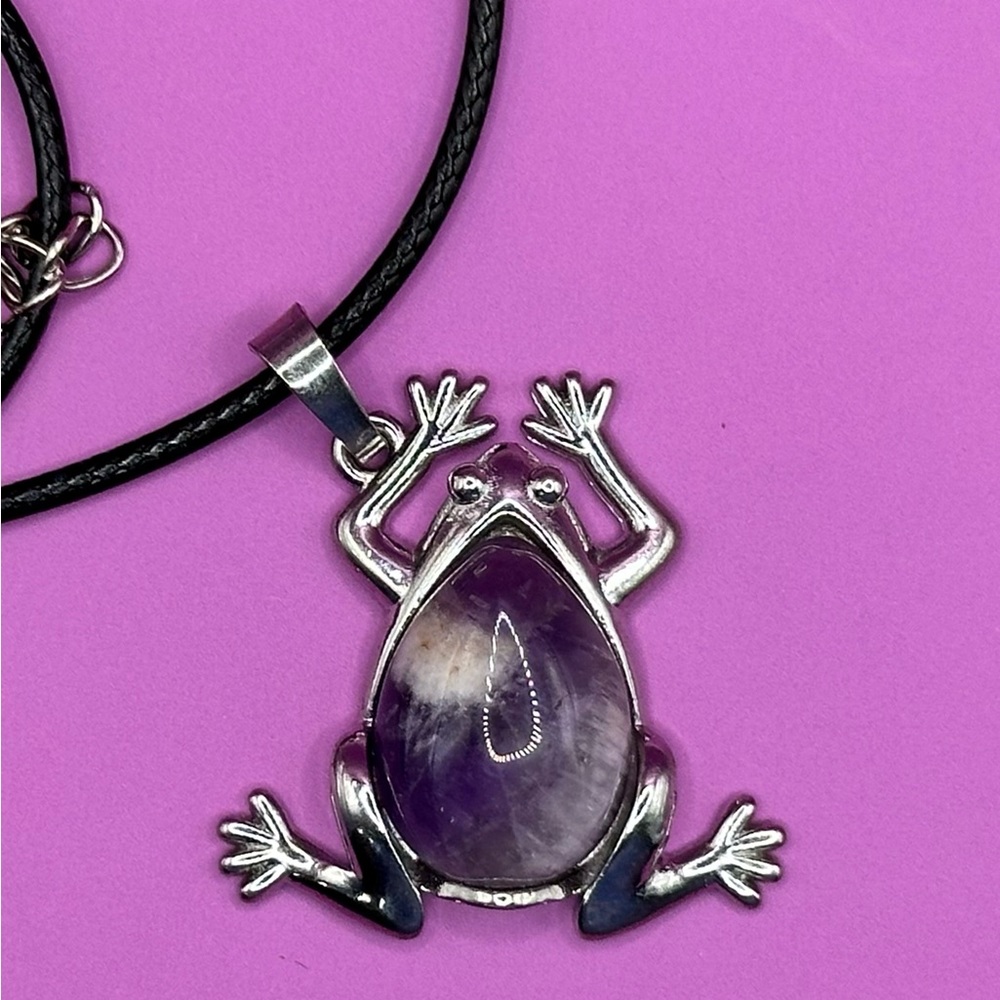 Dream Amethyst Frog on a 18” cotton cord W/extender